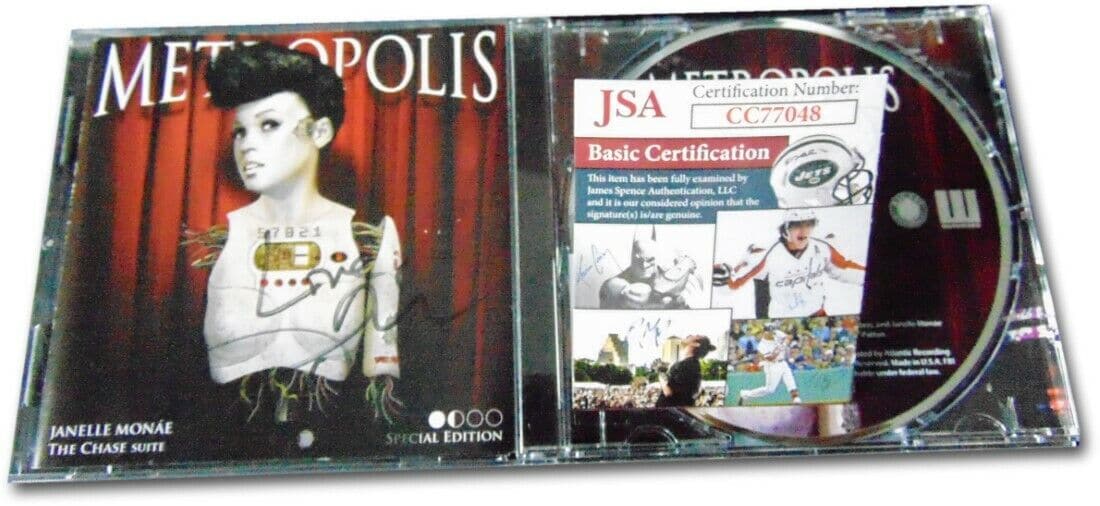 Janelle Monae Signed Autographed CD Booklet Metropolis JSA: Janelle Monae Signed Autographed CD Booklet Metropolis JSA Industry: Music Object Type: CD & Booklet Original/Reproduction: Original Autograph Authentication: James Spence (JSA) Player: Janelle Monae