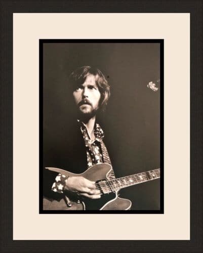 Eric Clapton Custom Gallery Framed Sepia Print: Eric Clapton Custom Gallery Framed Sepia Print Features: Framed Matted Region Of Origin: united states Item Width: 14 in Title: Eric Clapton Production Technique: Lithography Item Length: 14 in Item H