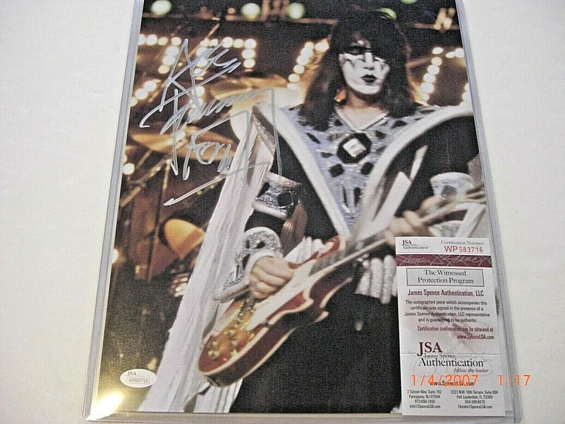 ACE FREHLEY KISS FAMOUS ROCK STAR LAST ONE JSA/COA SIGNED 11X14 PHOTO: ACE FREHLEY KISS FAMOUS ROCK STAR LAST ONE JSA/COA SIGNED 11X14 PHOTO Original/Reproduction: Original Object Type: Photograph Industry: Music Pre-Owned The MYNT Guarantee: All items in this auction ar