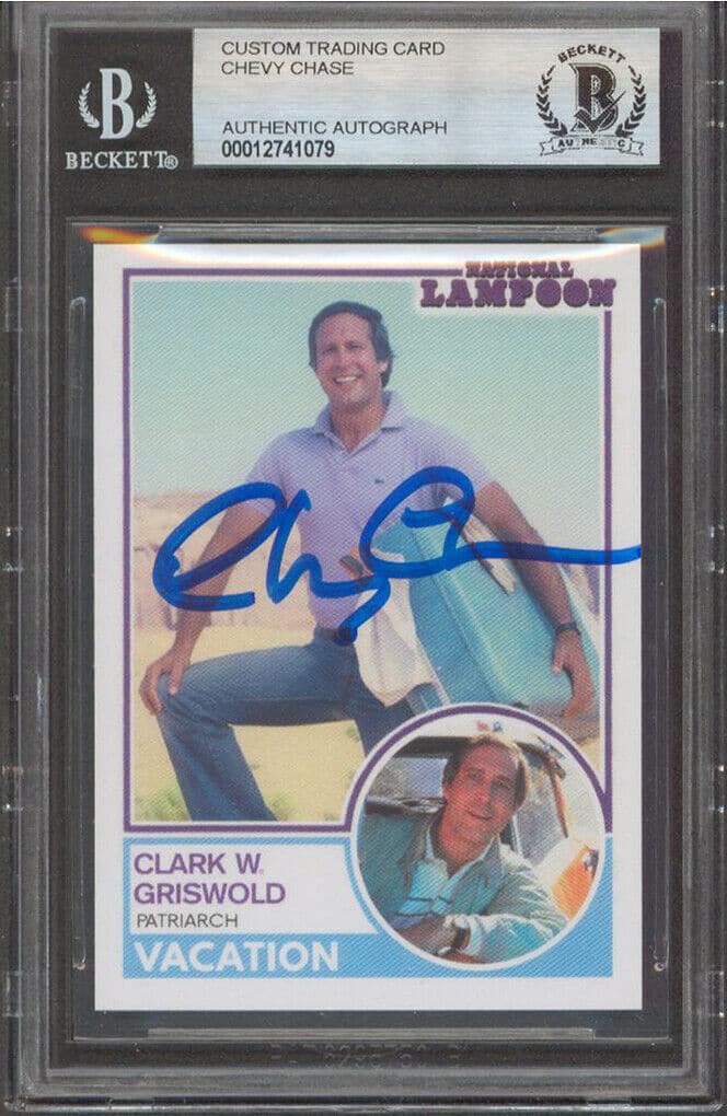 Chevy Chase Vacation Signed Clark W. Griswold Custom Trading Card BAS Slabbed 1: Chevy Chase Vacation Signed Clark W. Griswold Custom Trading Card BAS Slabbed 1 Industry: Movies Original/Reproduction: Original Autograph Authentication: Beckett Product Coa: Beckett Product Signed B
