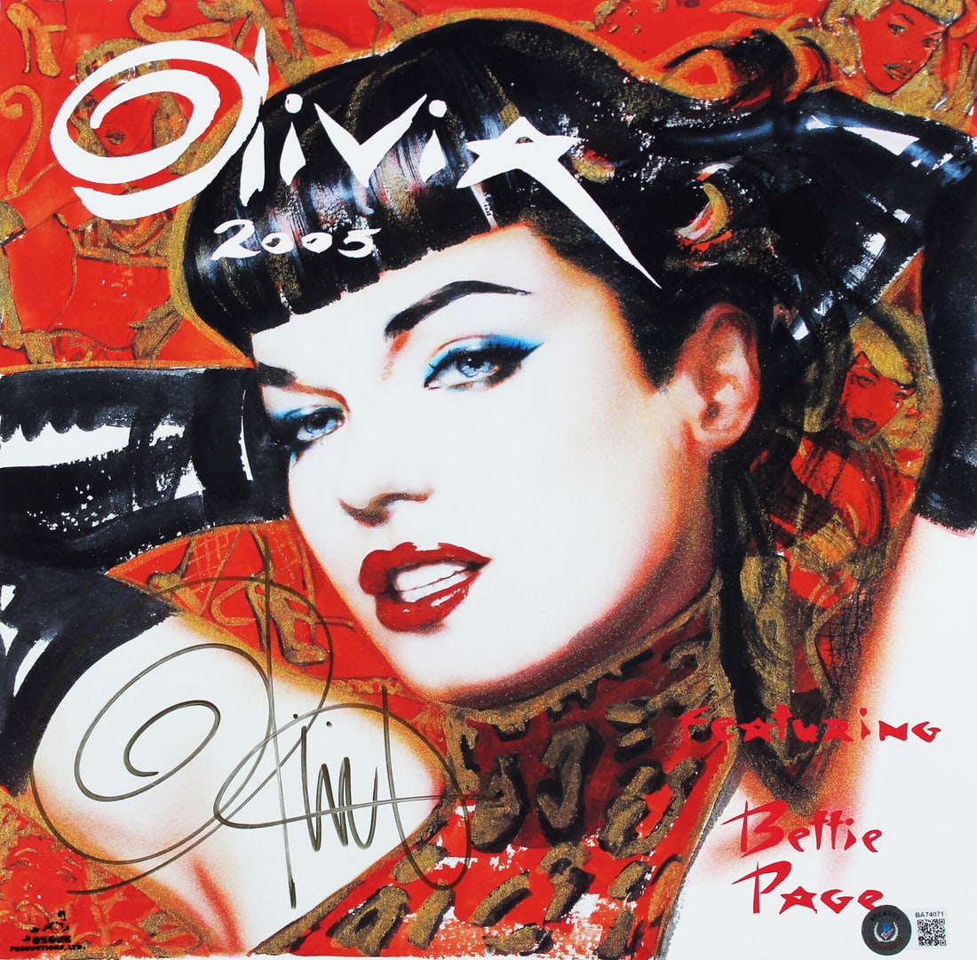 Olivia De Berardinis Signed 2005 Bettie Page Pinup Art Calendar Bas 