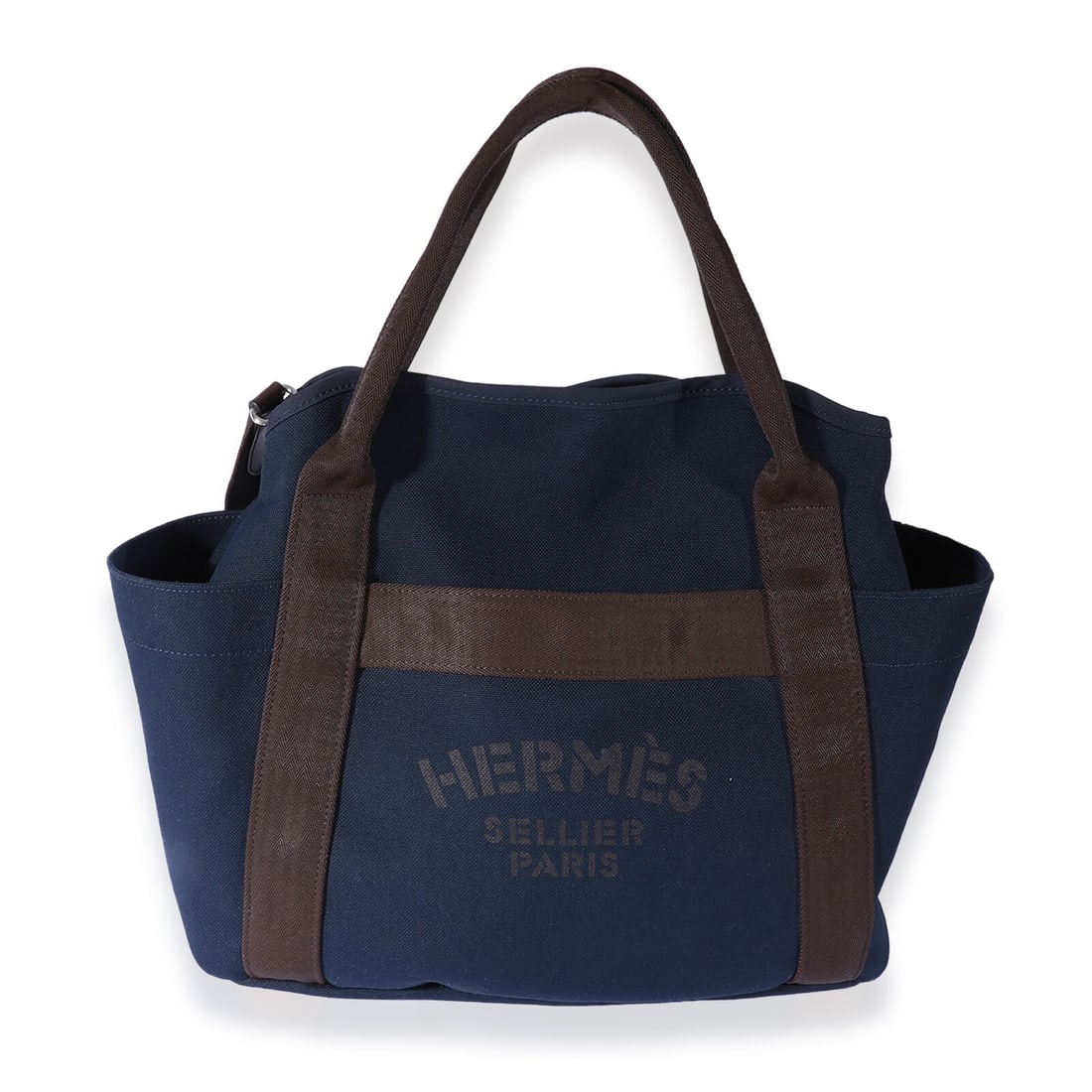 Hermes Navy Canvas The Grooming Bag: Hermes Navy Canvas The Grooming Bag Gender: Unisex Dimensions: 17 x 13.5 x 12 Bag Width: 17 in Bag Depth: 12 in Bag Height: 13.5 in Handbag Accessories: Additional Strap;Dustbag;Removable Straps Linin