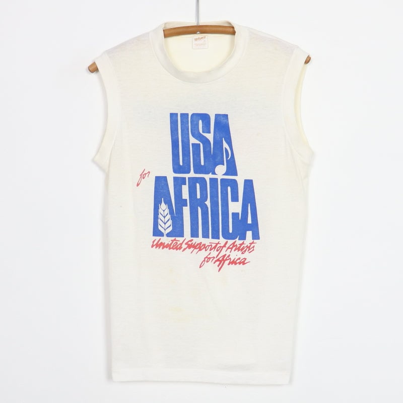 1985 Michael Jackson We Are The World USA For Africa Sleeveless Shirt: 1985 Michael Jackson We Are The World USA For Africa Sleeveless Shirt Original 1985 Michael Jackson We Are The World USA For Africa Sleeveless Shirt. This is a true vintage shirt, not a modern reprodu