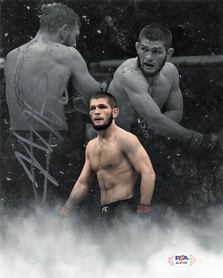 Khabib Nurmagomedov signed 8x10 photo PSA/DNA UFC Fighting Autographed: Khabib Nurmagomedov signed 8x10 photo PSA/DNA UFC Fighting Autographed Original/Reprint: Original Product: Photo Sport: Mixed Martial Arts (MMA) Pre-Owned PLEASE NOTE: Framed Large or heavy Items do n