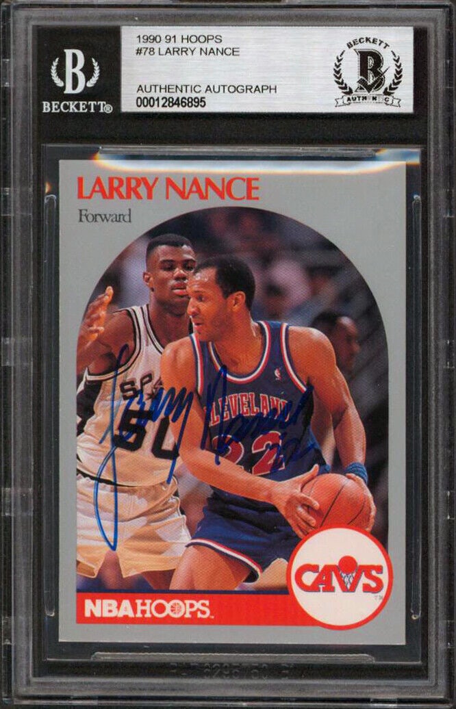Cavaliers Larry Nance Signed 1990 Hoops #78 Card BAS Slabbed: Cavaliers Larry Nance Signed 1990 Hoops #78 Card BAS Slabbed Graded: No Sport: Basketball-NBA League: NBA Team: Cleveland Cavaliers Certification Number: 12846895 Product Coa: Beckett Product Signed B