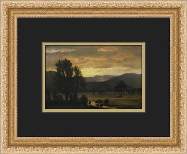 Albert Bierstadt Landscape with Cattle Custom Framed Print: Albert Bierstadt Landscape with Cattle Custom Framed Print Size: Medium Region Of Origin: United States Artist: Albert Bierstadt Production Technique: Offset Lithograph Framing: Matted & Framed Style: