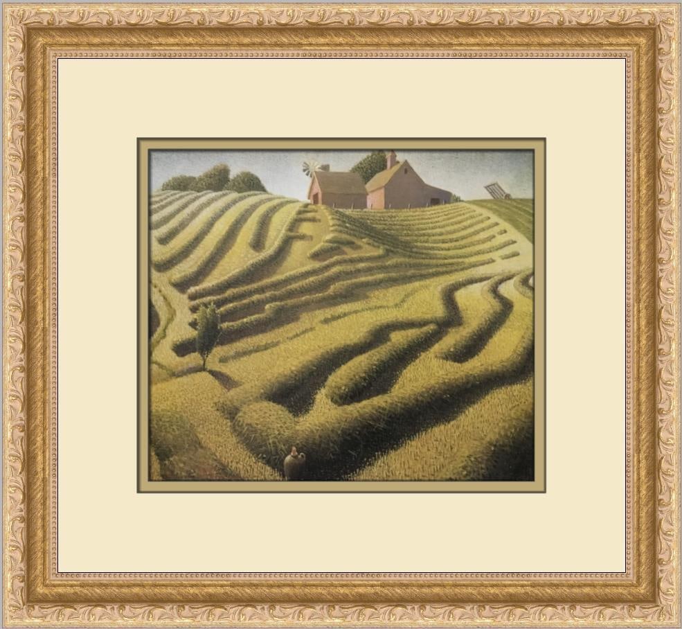 Grant Wood Haying Custom Framed Print: Grant Wood Haying Custom Framed Print Size: Medium (up to 36in.) Region Of Origin: United States Artist: Grant Wood Production Technique: Lithography Framing: Matted & Framed Style: Realism Item Heigh