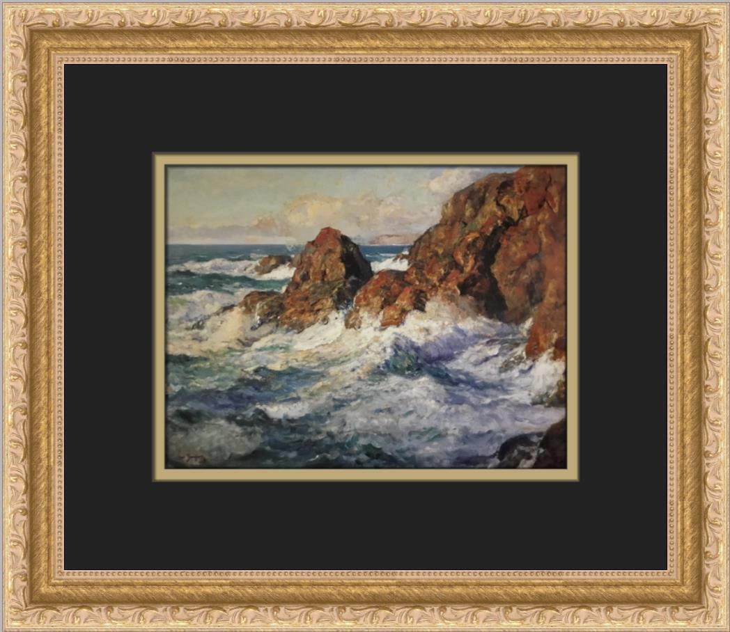 Paul Dougherty Rocks and Surf Custom Framed Print: Paul Dougherty Rocks and Surf Custom Framed Print Size: Medium Region Of Origin: United States Artist: Paul Dougherty Production Technique: Offset Lithograph Framing: Matted & Framed Style: Impression