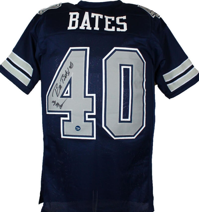 Bill Bates Autographed Blue Pro Style Jersey w/3x SB Champ-Prova *Black: Bill Bates Autographed Blue Pro Style Jersey w/3x SB Champ-Prova *Black Sport: Football-NFL Product: Jersey Original/Reprint: Original Player: Bill Bates Team: Dallas Cowboys Autograph Authentication: