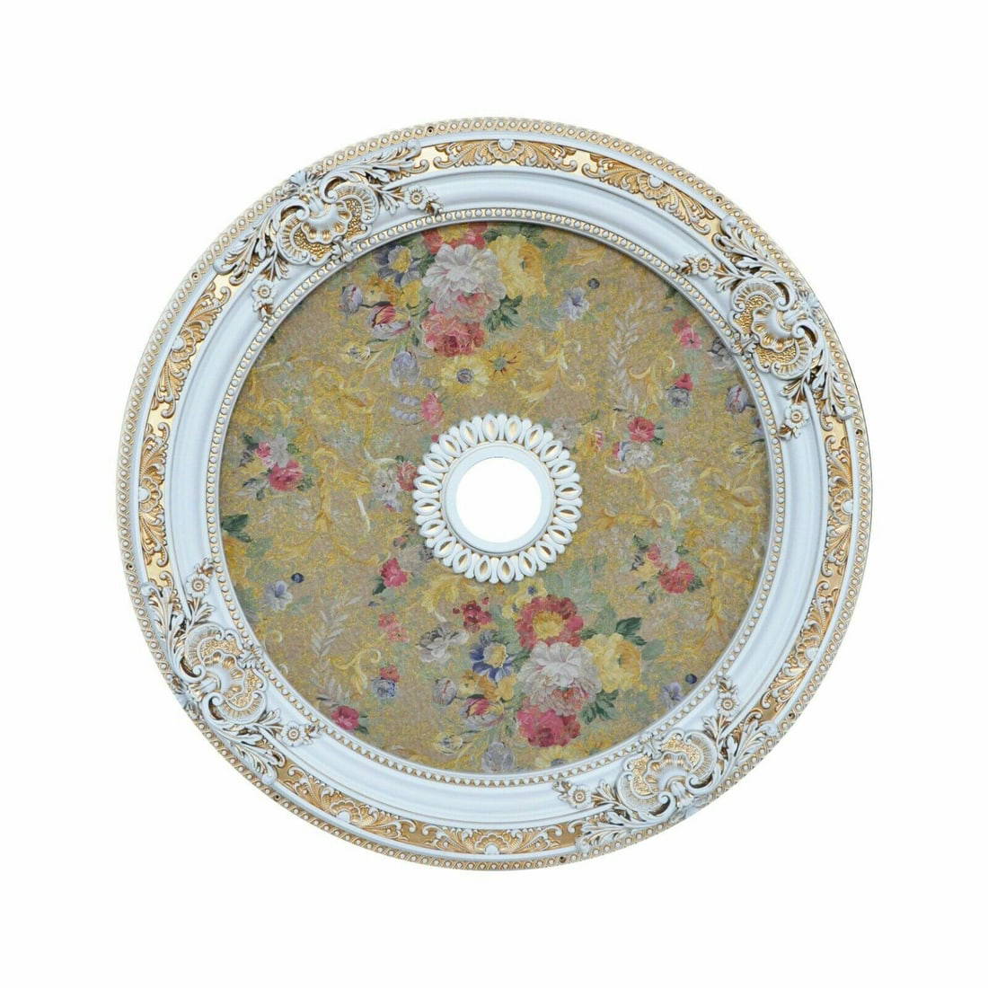 36" Round Chandelier Ceiling Medallion Vintage Flowers Foyer Dining
