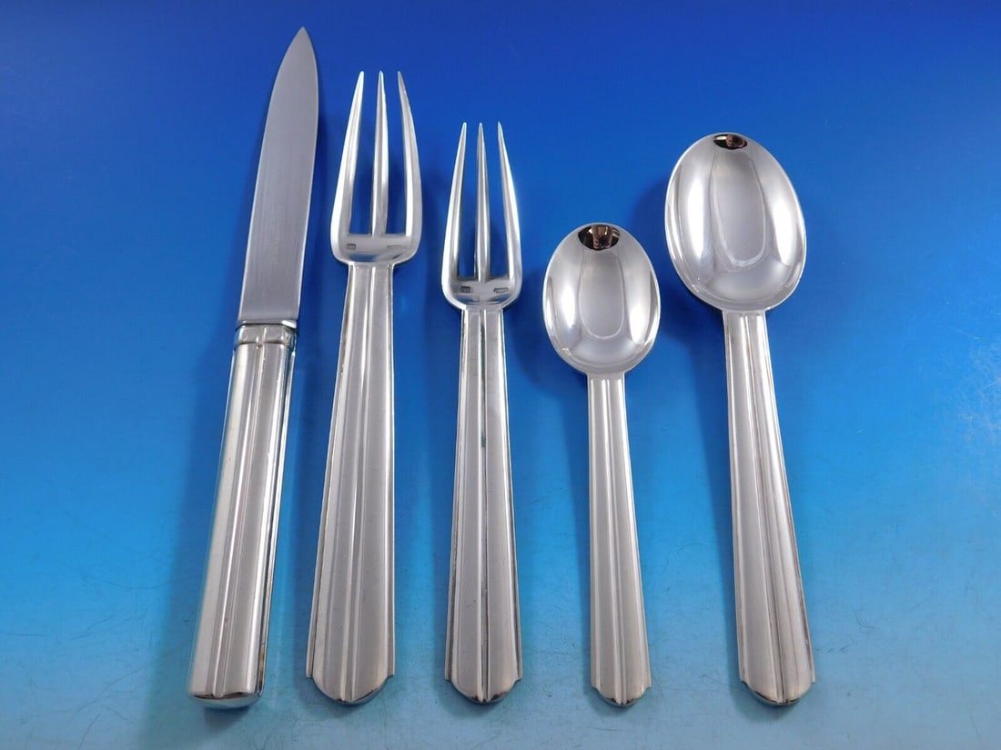 Chantaco by Puiforcat France Silverplate Flatware Set Service 63 pcs Dinner: Chantaco by Puiforcat France Silverplate Flatware Set Service 63 pcs Dinner The parisian silversmith puiforcat is regarded as one of the legendary names in european silver craftsmanship. This superb s