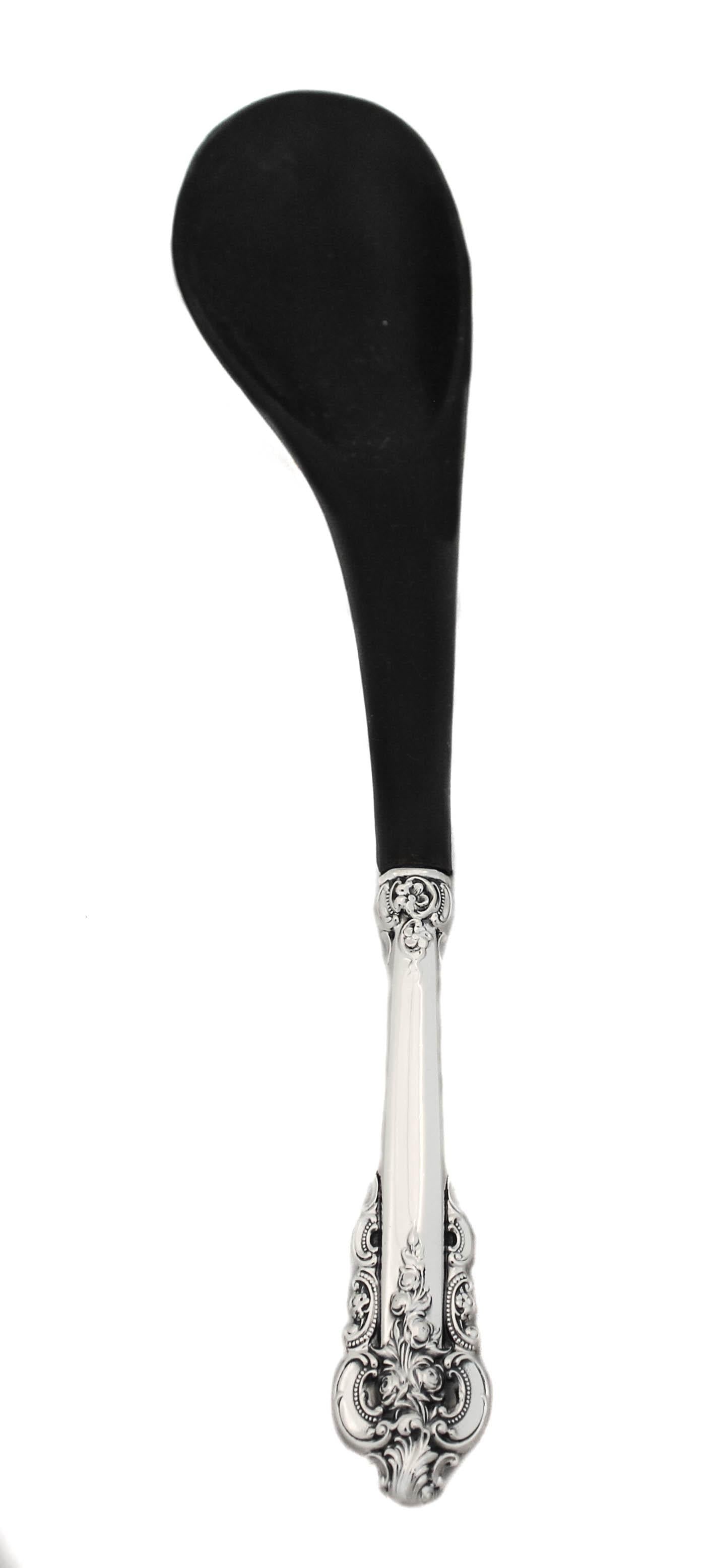 Grande Baroque Sterling Silver Salad Set: Grande Baroque Sterling Silver Salad Set Creator: Wallace Silversmiths (Manufacturer) Dimensions: Height: 12 in (30.48 cm)Diameter: 2.5 in (6.35 cm) Sold As: Set of 2 Materials and Techniques: Enamel