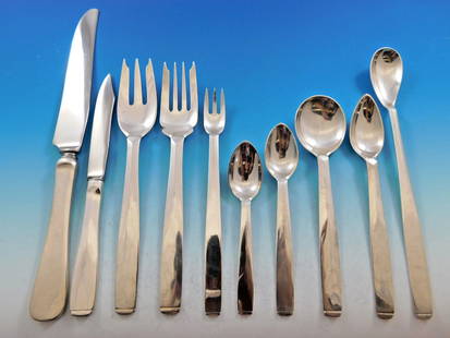 Oslo by Porter Blanchard Sterling Silver Flatware Set Service 12 Dinner 131 pcs: Oslo by Porter Blanchard Sterling Silver Flatware Set Service 12 Dinner 131 pcs Blanchard taught his son-in-law and renowned designer allan adler (the silversmith to the stars) the craft of silversmit
