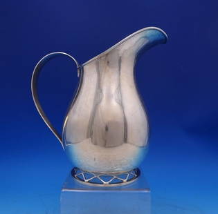 Allan Adler Sterling Silver Water Pitcher with Pierced Base Mid-Century: Allan Adler Sterling Silver Water Pitcher with Pierced Base Mid-Century #6988 Allan adlermarvelous allan adler sterling silver mid-century modern water pitcher with pierced base. This pitcher measures