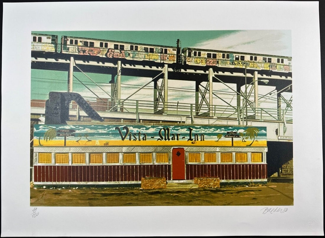 John Baeder Vista Mar Inn H/S Numbered Photo Realist ART: John Baeder Vista Mar Inn H/S Numbered Photo Realist ART Artist: John Baeder Style: Realism Material: Screenprint Theme: Holidays Type: Print Features: Signed Numbered Subject: Diner Signed: Signed Or