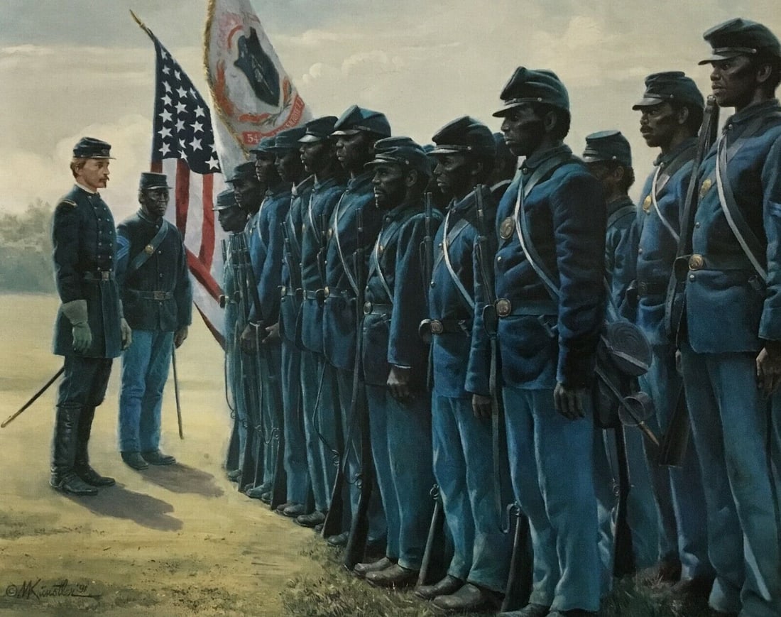 Mort Kunstler Civil War Small Print - Shaw 54th Massachusetts Custom Framed: Mort Kunstler Civil War Small Print - Shaw 54th Massachusetts Custom Framed Size: Small Region Of Origin: New York USA Handmade: No Artist: Mort Kunstler Mort Kunstler Production Technique: Off Set Li