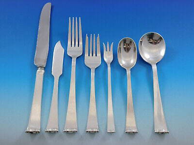 Modern Georgian by Allan Adler Sterling Silver Flatware Set 12 Service 86 pieces: Modern Georgian by Allan Adler Sterling Silver Flatware Set 12 Service 86 pieces Allan w. Adler (may 8, 1916 ? december 3, 2002) his clean, unadorned and well-crafted style was strongly influenced by