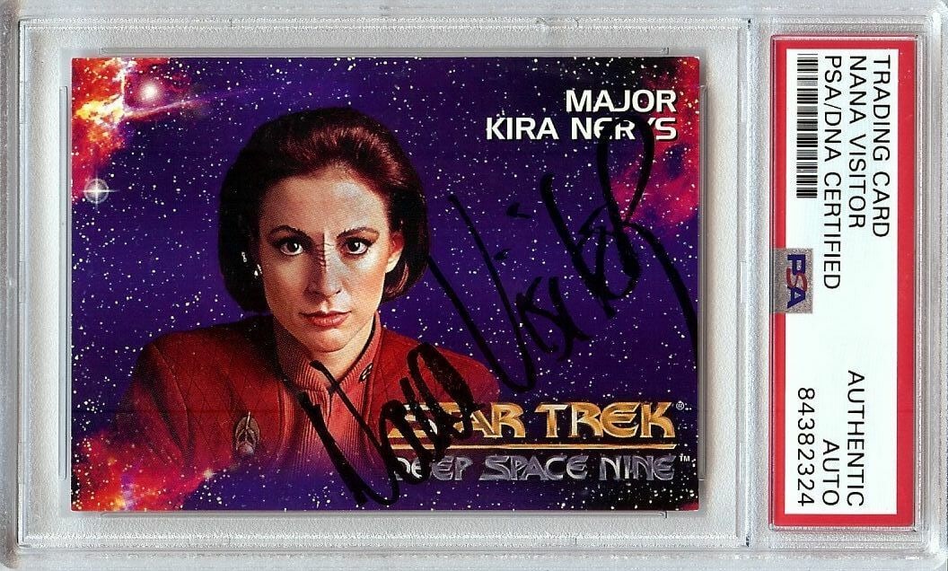 Nana Visitor Autographed Trading Card Star Trek: DS9 Kira Nerys PSA: Nana Visitor Autographed Trading Card Star Trek: DS9 Kira Nerys PSA Object Type: Trading Card Industry: Television Original/Reproduction: Original Autograph Authentication: Professional Sports (PSA/DN