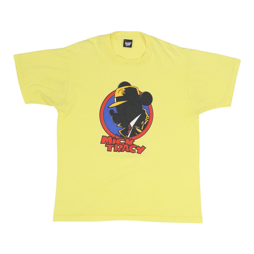 1990s Mickey Mouse Mick Tracy Disney Shirt: 1990s Mickey Mouse Mick Tracy Disney Shirt Original SHIRT. This is a true vintage shirt, not a modern reproduction. Sizes vary so please use measurements for best idea on fit. Front and back graphics.