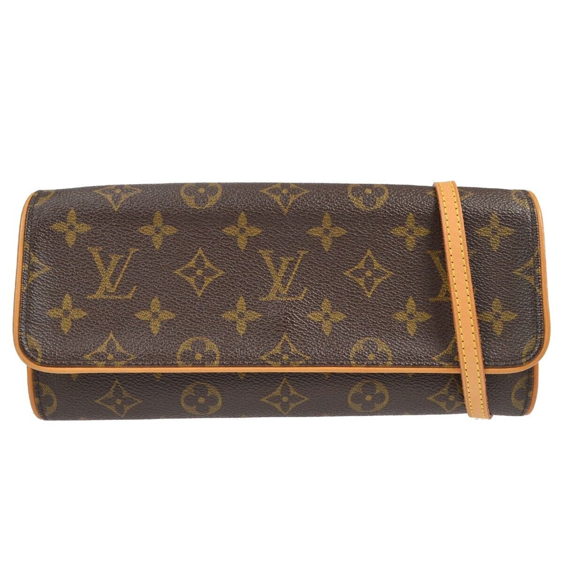 Louis Vuitton Pochette Twin GM Crossbody bag Monogram M51852 CA1011: Louis Vuitton Pochette Twin GM Crossbody bag Monogram M51852 CA1011 Bag Width: 10 in Closure: Magnetic Snap Occasion: Casual Handle/Strap Color: Brown Size: Medium Bag Depth: 1 in Accents: Logo Vintag