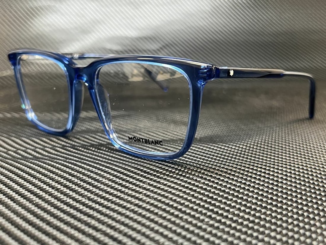 MONT BLANC MB0011O 019 Blue Rectangle 57 mm Mens Eyeglasses: MONT BLANC MB0011O 019 Blue Rectangle 57 mm Mens Eyeglasses Frame Color: Blue Type: Eyeglasses Style: Rectangle Frame Material: Acetate Lens Socket Width: 57 mm Bridge Width: 19 mm Temple Length: 150
