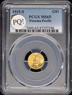 PANAMA PACIFIC 1915-S G$1 Gold Commemorative PCGS MS65: PANAMA PACIFIC 1915-S G$1 Gold Commemorative PCGS MS65 Certification: PCGS Circulated/Uncirculated: Uncirculated Certification Number: 47257396 Grade: MS65 Year: 1915 Denomination: Panama Pacific G$1