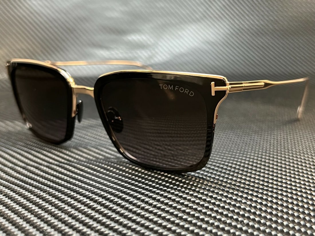 TOM FORD FT0831 01K Hayden Black Brown Gradient Rectangle 54 mm Mens Sunglasses: TOM FORD FT0831 01K Hayden Black Brown Gradient Rectangle 54 mm Mens Sunglasses Lens Technology: Gradient Frame Color: Gold Uv Protection: UV400 Type: Sunglasses Style: Square Frame Material: Titanium