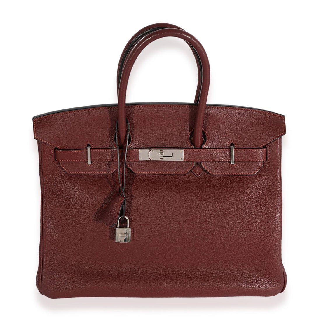 Hermes Rouge H Fjord Birkin 35 PHW: Hermes Rouge H Fjord Birkin 35 PHW Gender: Unisex Dimensions: 13.5 x 11.5 x 7.25 Bag Width: 13.5 in Bag Depth: 7.25 in Bag Height: 11.5 in Handbag Accessories: Clochette;Lock;Key Lining Color: Red Sty
