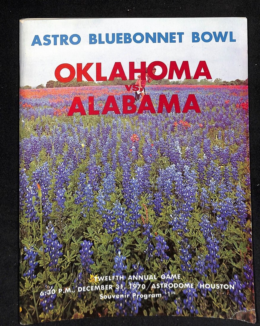 1970 Bluebonnet Bowl Program Oklahoma v Alabama Bear Bryant Greg Pruitt 85586b51: 1970 Bluebonnet Bowl Program Oklahoma v Alabama Bear Bryant Greg Pruitt 85586b51 Year: 1970 Team: Alabama Crimson Tide Original/Reproduction: Original Country/Region of Manufacture: United States Vint
