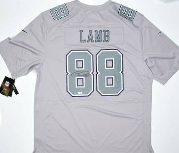 CeeDee Lamb Autographed Dallas Cowboys Nike Gray Atmosphere Jersey - Fanatics: CeeDee Lamb Autographed Dallas Cowboys Nike Gray Atmosphere Jersey - Fanatics Sport: Football Product: Jersey Original/Reprint: Original Player: Cee Dee Lamb Team: Dallas Cowboys Autograph Authenticat