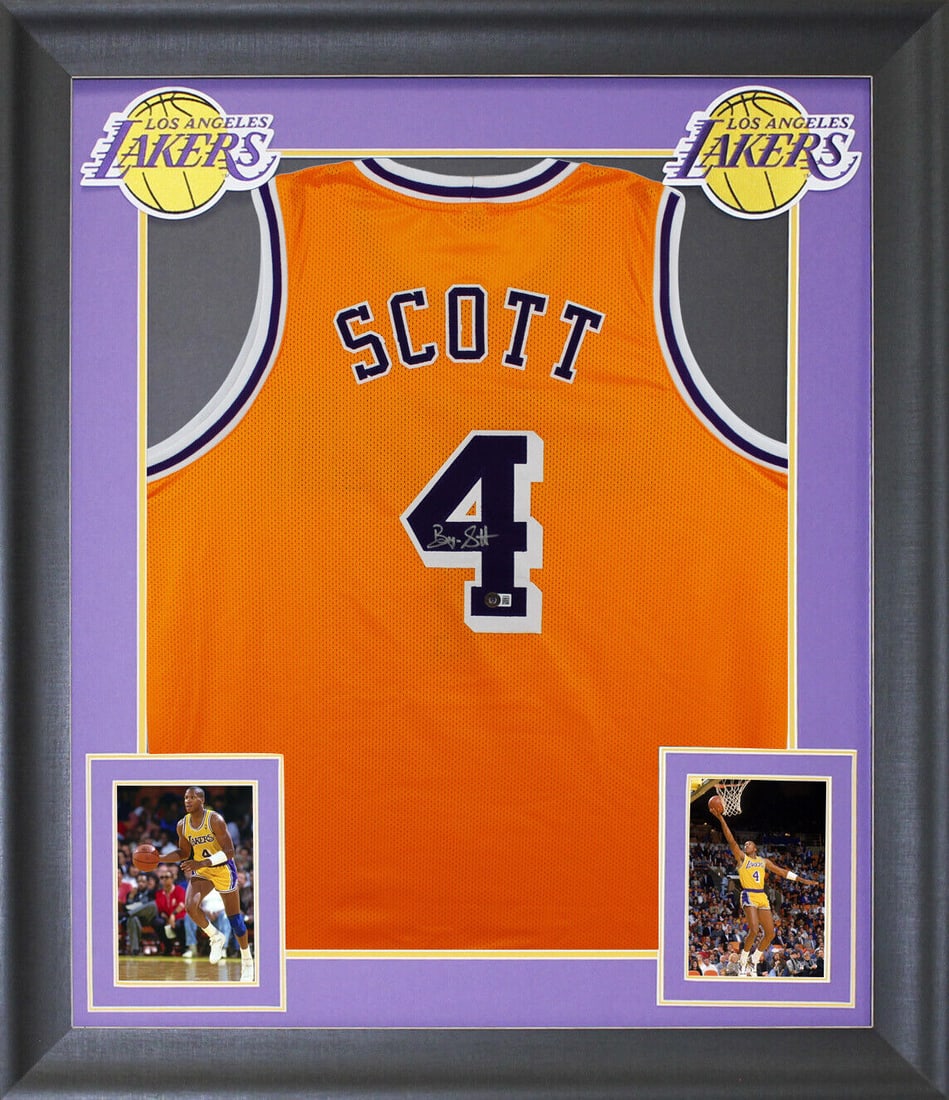 Byron Scott Signed Yellow Pro Style Framed Jersey BAS Witnessed: Byron Scott Signed Yellow Pro Style Framed Jersey BAS Witnessed Sport: Basketball Product: Jersey Original/Reprint: Original Player: Byron Scott Autograph Authentication: Beckett Team: Los Angeles Lak