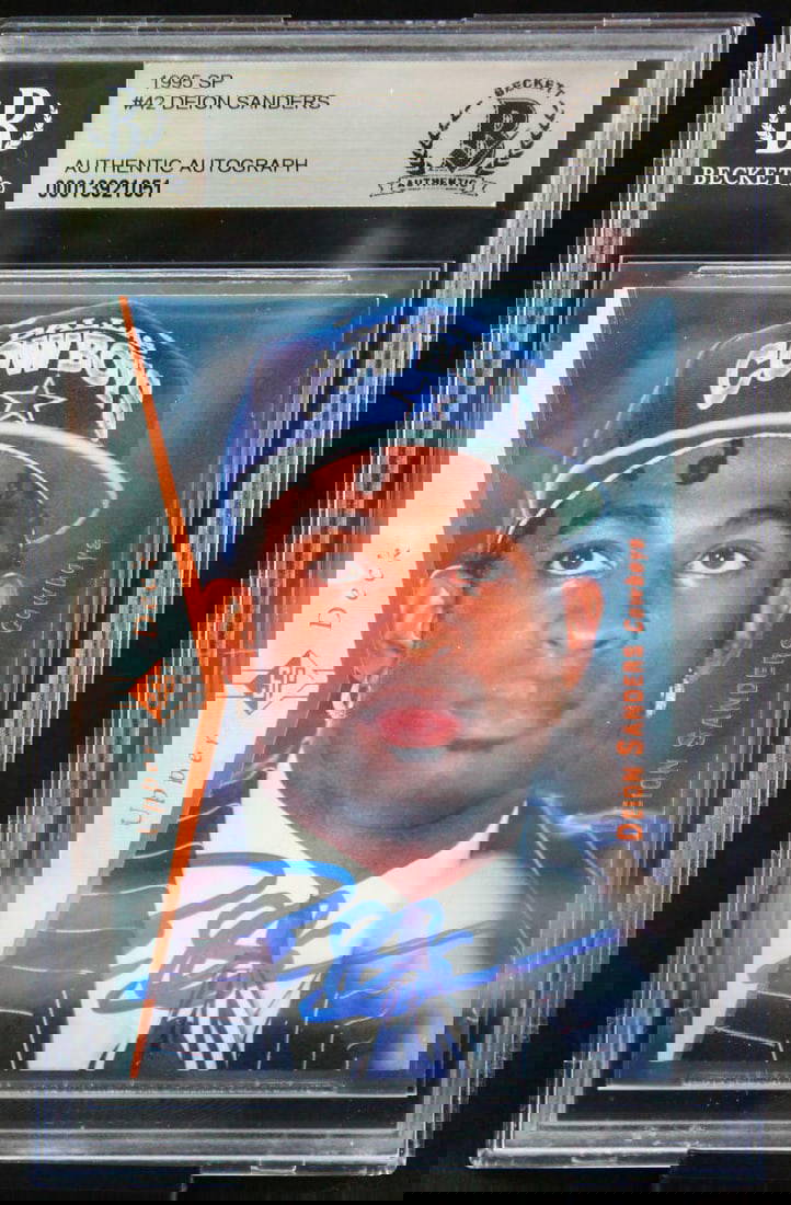 1995 Upper Deck Sp 42 Deion Sanders Auto Dallas Cowboys Autograph