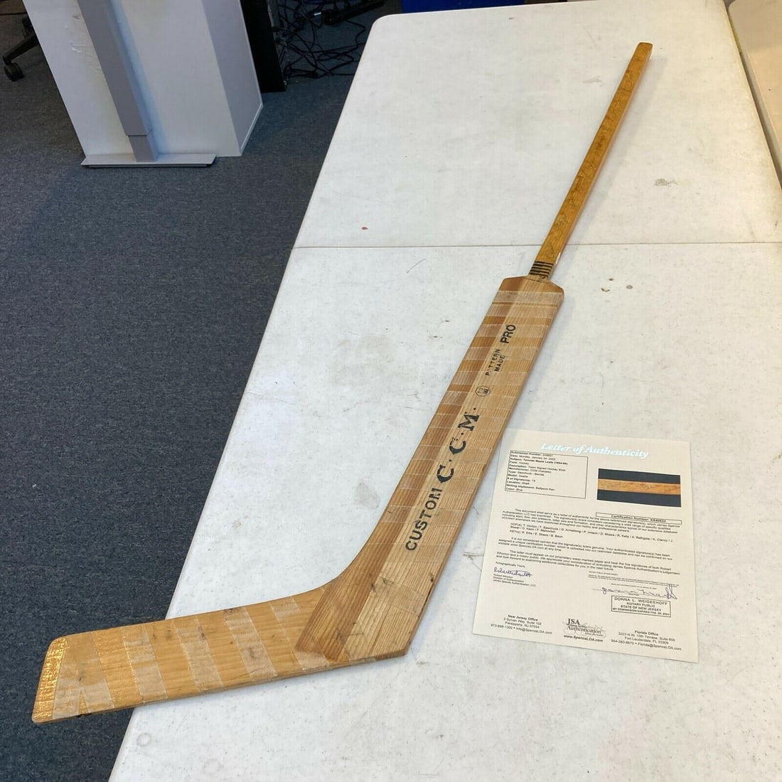 Tim Horton 1964-65 Toronto Maple Leafs Team Signed Game Used Goalie Stick JSA: Tim Horton 1964-65 Toronto Maple Leafs Team Signed Game Used Goalie Stick JSA Product: Stick Sport: Hockey-NHL Autograph Authentication: James Spence Authentication (JSA) Team: Chicago Blackhawks Orig