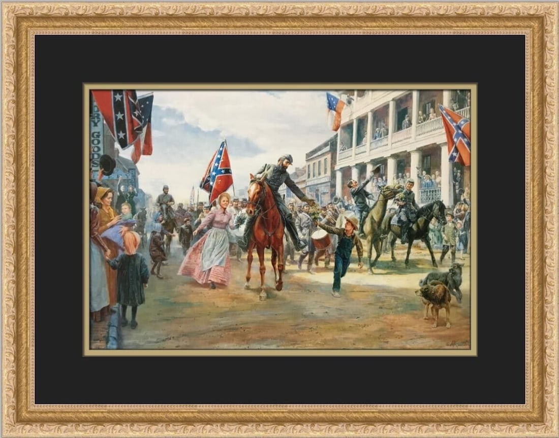 Mort Kunstler Civil War Print - Jackson Enters Winchester Custom Framed: Mort Kunstler Civil War Print - Jackson Enters Winchester Custom Framed Artist: Mort Kunstler Mort Kunstler Unit Of Sale: Single-Piece Work Size: Medium (up to 36in.) Item Length: 20 in Region Of Orig