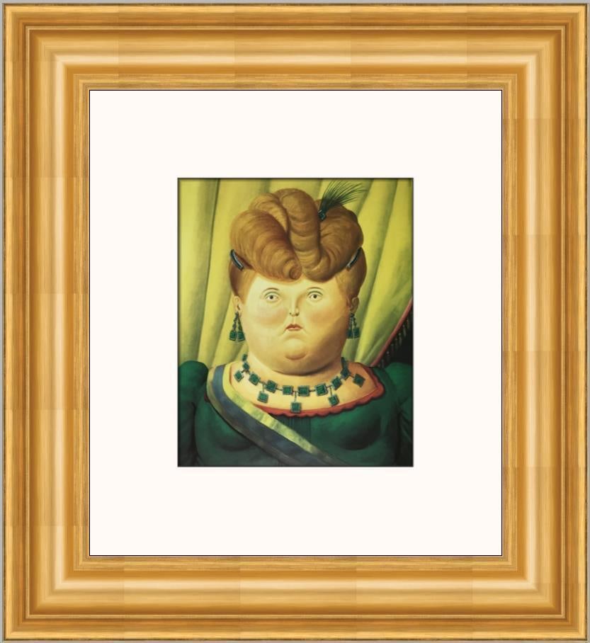 Fernando Botero The First Lady Custom Framed Print: Fernando Botero The First Lady Custom Framed Print Size: Medium Region Of Origin: United States Artist: Fernando Botero Production Technique: Offset Lithograph Framing: Matted & Framed Style: Surreali