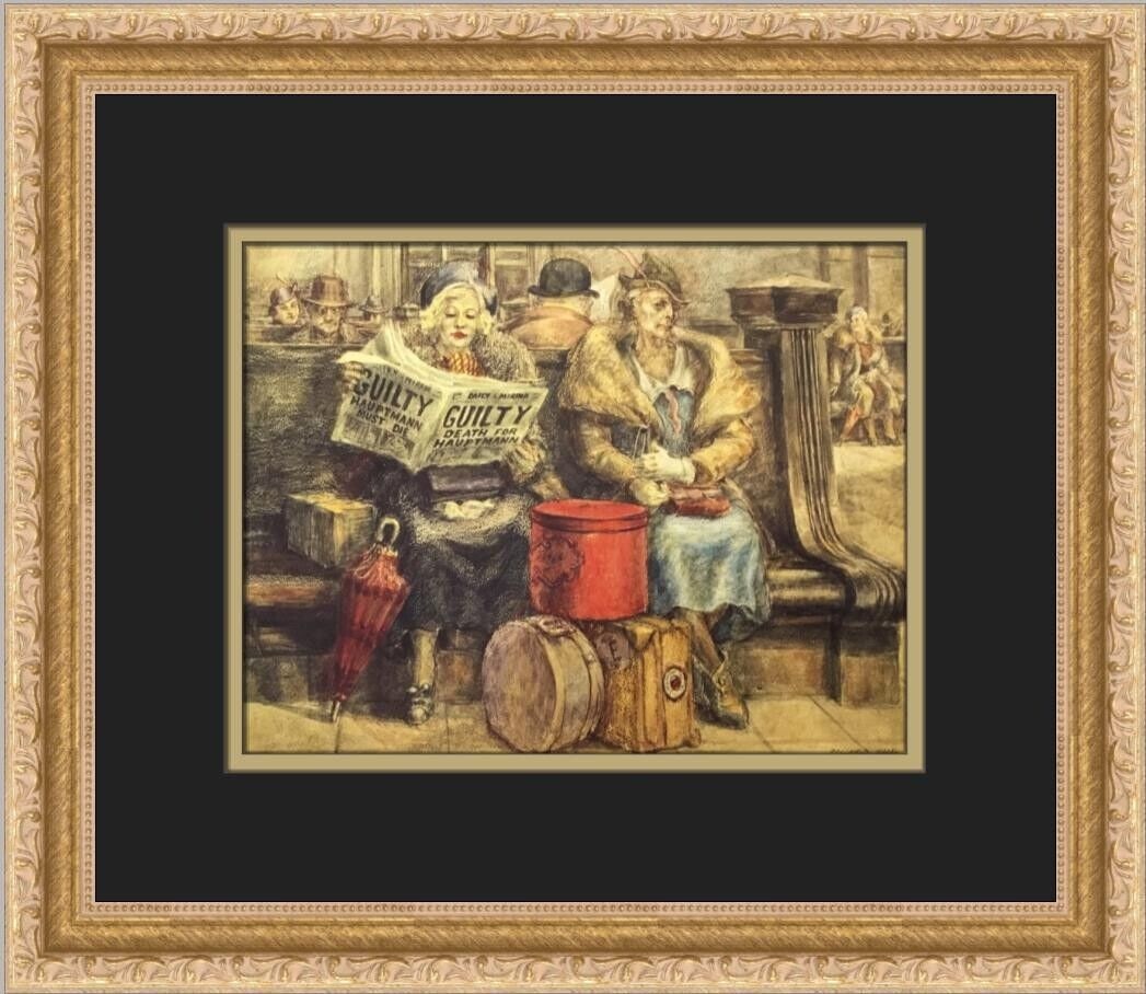 Reginald Marsh Hauptmann Must Die Custom Framed Print: Reginald Marsh Hauptmann Must Die Custom Framed Print Unit Of Sale: Single-Piece Work Artist: Reginald Marsh Size: Medium Custom Bundle: No Item Length: 15 in Region Of Origin: united states Framing: