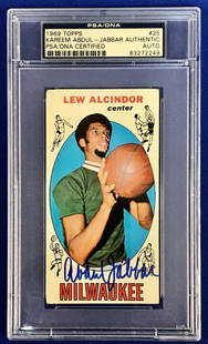 Kareem Abdul Jabbar Signed 1969 Topps Rookie Card: Kareem Abdul Jabbar Signed 1969 Topps Rookie Card Set: 1969 Topps Certification Number: 83272249 Card Number: #25 Season: 1969 Graded: Yes Player/Athlete: Kareem Abdul-Jabbar Type: Sports Trading Card