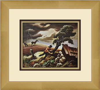 Thomas Hart Benton The Hailstorm Custom Framed Print: Thomas Hart Benton The Hailstorm Custom Framed Print Unit Of Sale: Single-Piece Work Artist: Thomas Hart Benton Size: Medium Custom Bundle: No Item Length: 14 in Region Of Origin: united states Framin