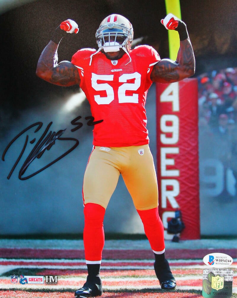 Patrick Willis Signed San Francisco 49ers Flexing 8x10 HM Photo- Beckett W *Blk: Patrick Willis Signed San Francisco 49ers Flexing 8x10 HM Photo- Beckett W *Blk Sport: Football Product: Photo Original/Reprint: Original Player: Patrick Willis Team: San Francisco 49ers Autograph Aut