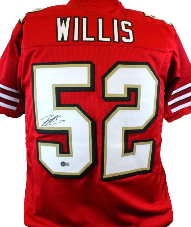 Patrick Willis Autographed Red Pro Style Jersey- Beckett W Hologram *Black: Patrick Willis Autographed Red Pro Style Jersey- Beckett W Hologram *Black Product: Jersey Player: Patrick Willis Sport: Football Autograph Authentication: Beckett Signed: Yes Team: San Francisco 49er