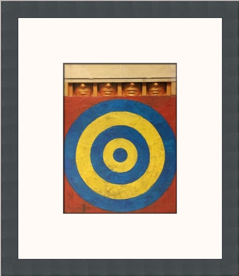 Jasper Johns Target with Four Faces Custom Framed Print: Jasper Johns Target with Four Faces Custom Framed Print Artist: Jasper Johns Unit Of Sale: Single-Piece Work Size: Medium Item Length: 11 in Region Of Origin: united states Framing: Matted & Framed Pe