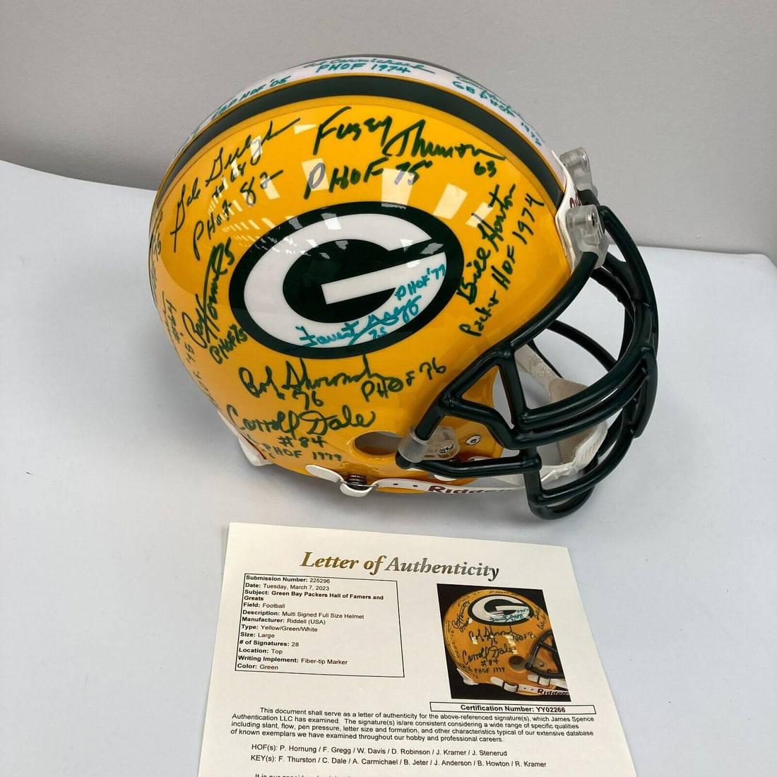 Green Bay Packers Hall Of Fame Legends Signed Full Size Helmet 28 Sigs