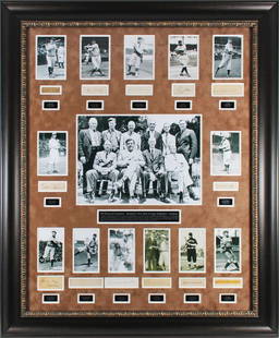 1st MLB HOF Class (13) Ruth Gehrig Johnson Cobb +9 Signed Framed Display BAS: 1st MLB HOF Class (13) Ruth Gehrig Johnson Cobb +9 Signed Framed Display BAS Sport: Baseball Product: Photo Original/Reprint: Original Player: Babe Ruth Lou Gehrig Walter Johnson Ty Cobb Cy Young Eddi