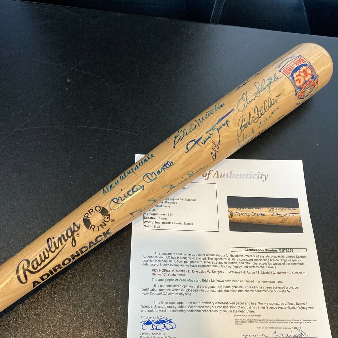 Mickey Mantle Ted Williams Willie Mays Hank Aaron HOF Multi Signed Bat JSA COA: Mickey Mantle Ted Williams Willie Mays Hank Aaron HOF Multi Signed Bat JSA COA Product: Bat Sport: Baseball-MLB Autograph Authentication: James Spence (JSA) Original/Reprint: Original Player: Willie M