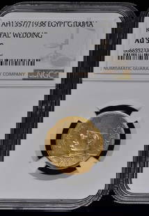 AH1357//1938 EGYPT ROYAL WEDDING 100PIA NGC AU58 Gold 100 Piastres: AH1357//1938 EGYPT ROYAL WEDDING 100PIA NGC AU58 Gold 100 Piastres Circulated/Uncirculated: Circulated Year: NONE Certification: NGC Certification Number: 6688332006 Grade: AU58 Pre-Owned The MYNT Gua