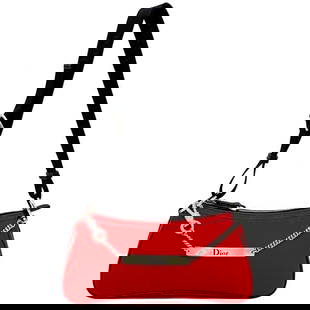 Christian Dior Red Black Silver 01-MA-1003 Rhinestone Satin Canvas Leather Chain: Christian Dior Red Black Silver 01-MA-1003 Rhinestone Satin Canvas Leather Chain Brand: Christian Dior Type: Shoulder bag Material: Satin Canvas Leather Satin: Canvas: Leather: Color: Black Red color