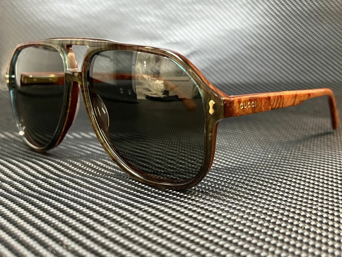 GUCCI GG1042S 003 Brown Aviator 60 mm Mens Sunglasses: GUCCI GG1042S 003 Brown Aviator 60 mm Mens Sunglasses Lens Technology: Anti-Reflective Vintage: No Frame Color: Blue Uv Protection: UV400 Type: Sunglasses Frame Material: Plastic Acetate Style: Aviato