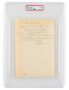 Beautiful Jimi Hendrix Signed Autograph With His Address PSA DNA MINT 9: Beautiful Jimi Hendrix Signed Autograph With His Address PSA DNA MINT 9 Industry: Music Autograph Authentication: Professional Sports (PSA/DNA) Object Type: Photograph Original/Reproduction: Original
