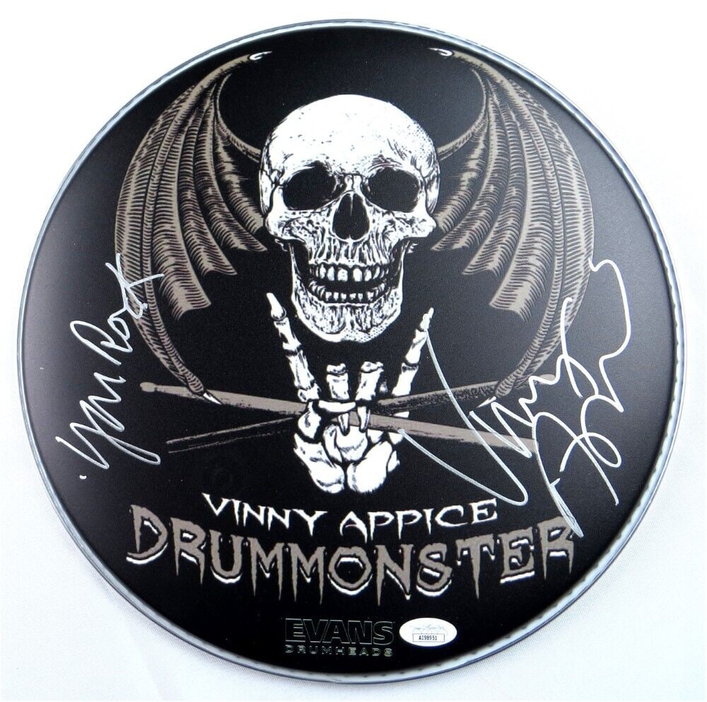 Vinny Appice Signed Autograph 12" Drumhead Dio Black Sabbath Drummer JSA: Vinny Appice Signed Autograph 12" Drumhead Dio Black Sabbath Drummer JSA Industry: Music Object Type: Drumhead Original/Reproduction: Original Autograph Authentication: James Spence (JSA) Player: Vinn