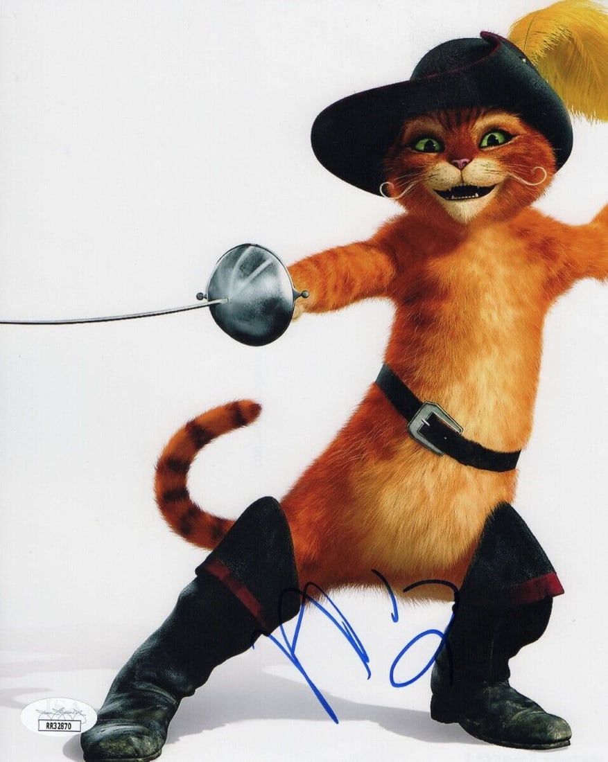 Antonio Banderas Signed Autographed 8X10 Photo Puss N Boots Shrek JSA: Antonio Banderas Signed Autographed 8X10 Photo Puss N Boots Shrek JSA Industry: Movies Object Type: Photograph Original/Reproduction: Original Autograph Authentication: James Spence (JSA) Player: Anto